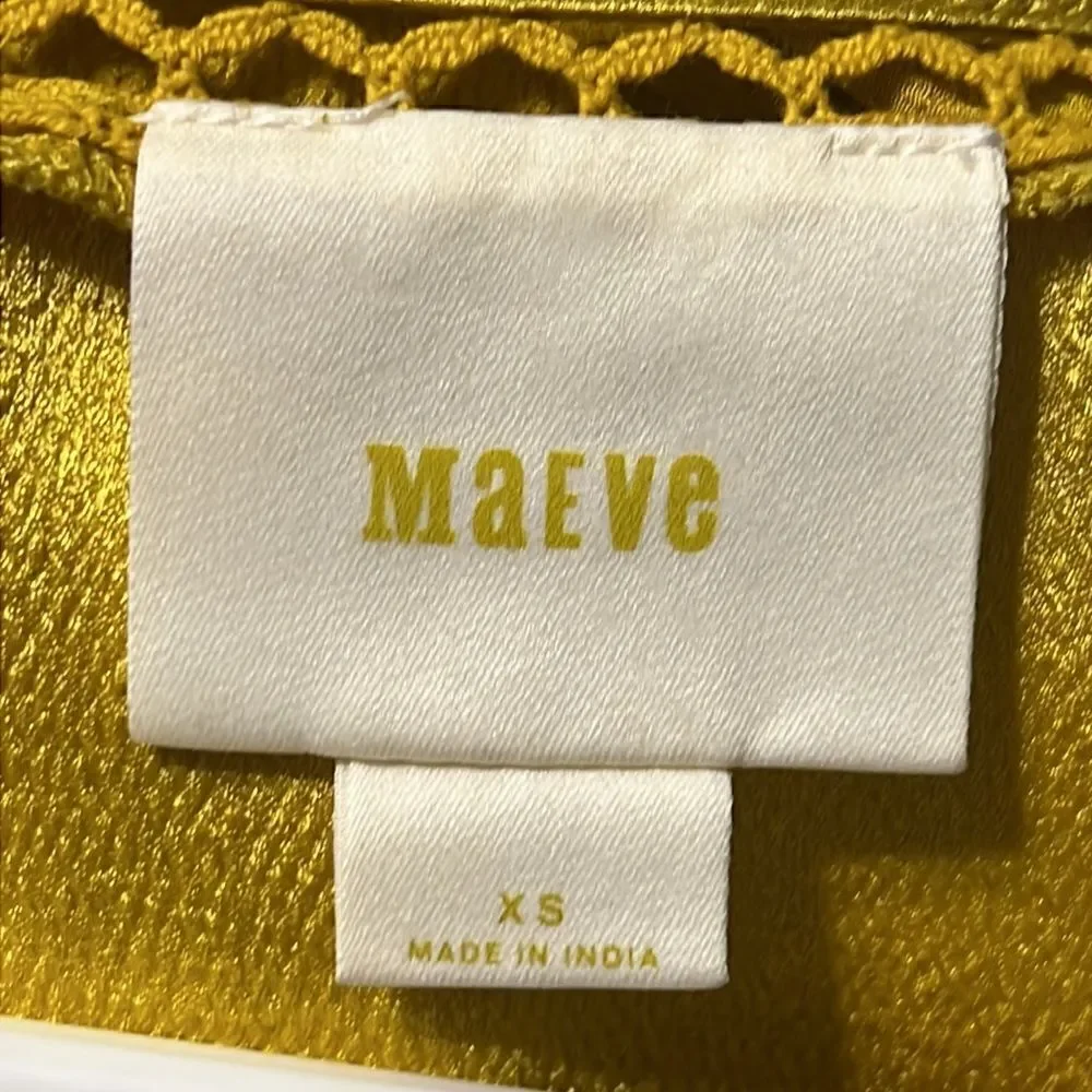Maeve Mini Dress Women's XS Yellow Gold Pleated Verdet Swing Anthropologie - Picture 8 of 10